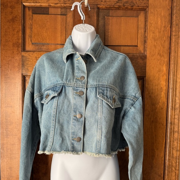 jw signature Los Angeles Blue Denim Cropped Jacket 2XL - Picture 1 of 11